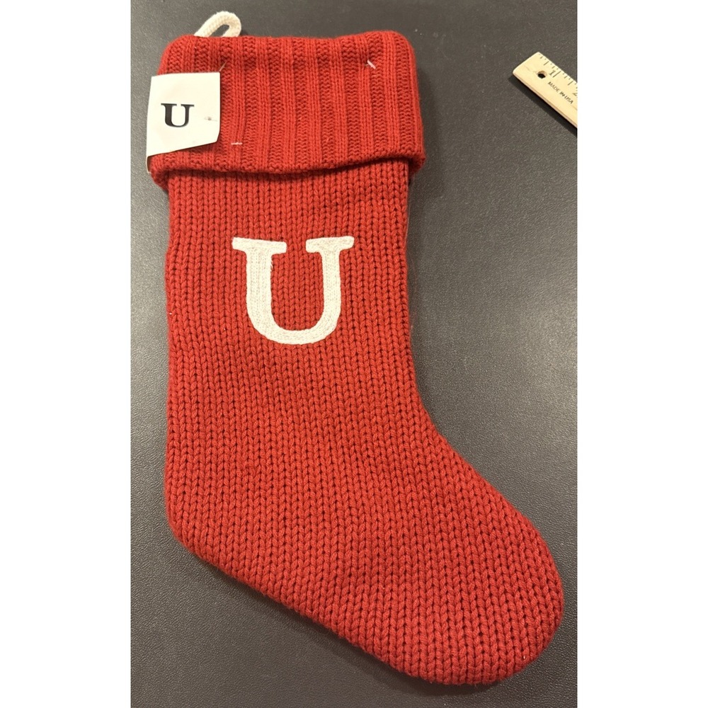 Wondershop Monogram Christmas Stocking Initial Letter U Red Knit Target 17" NEW
